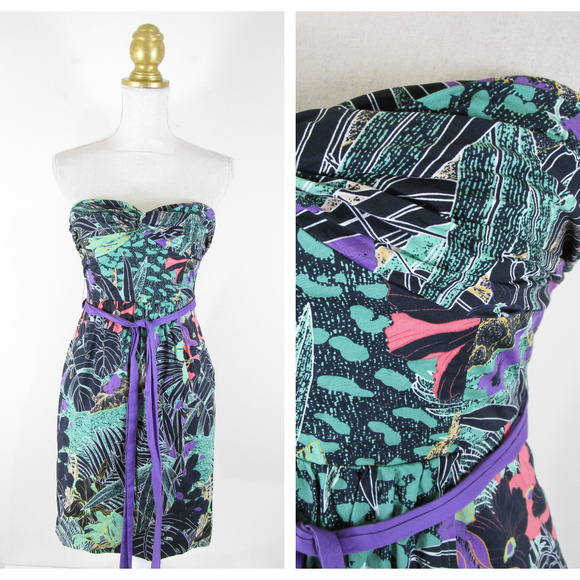 Anthropologie Dresses & Skirts - SOLDEdme & Esyllte Purple  Floral Strapless Dress